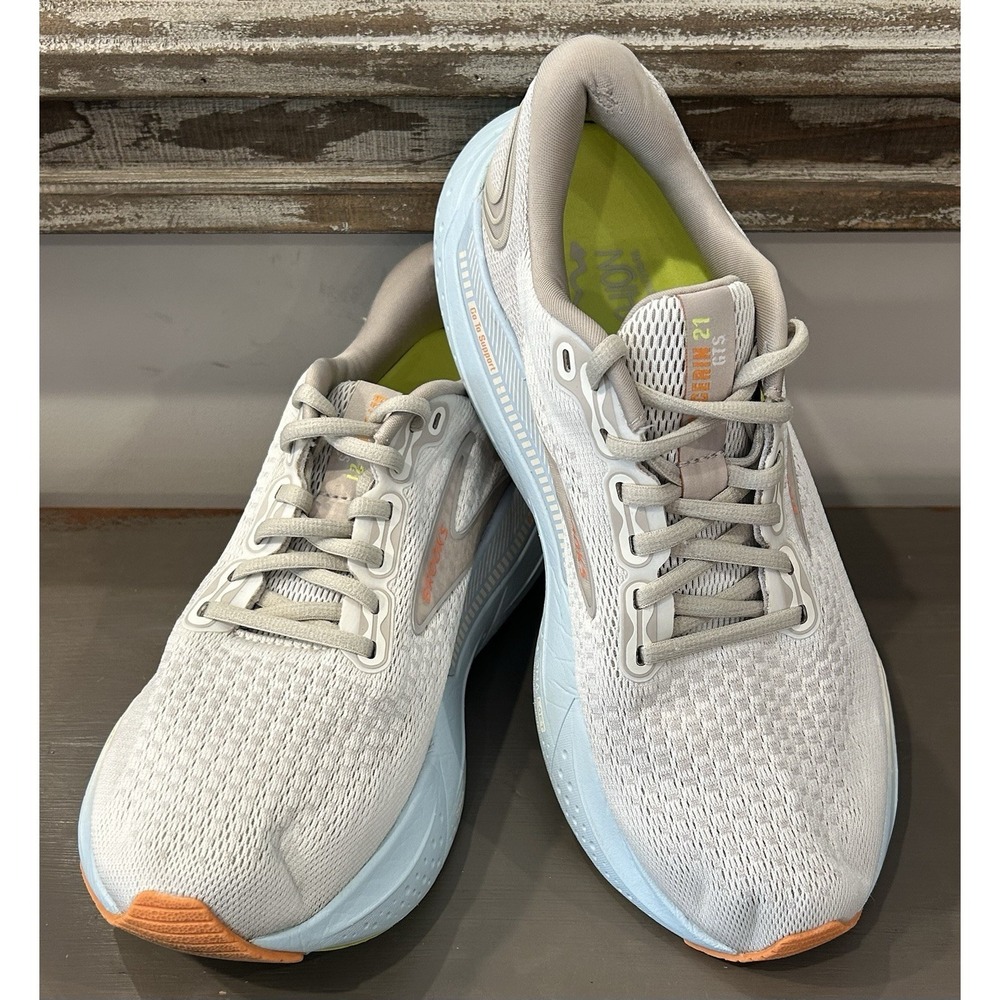 Brooks Women's Light Gray Blue Running Shoes with Peach Accents